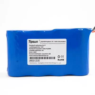 Tipsun 6V / 12Ah Litiumbatteri LiFePO4